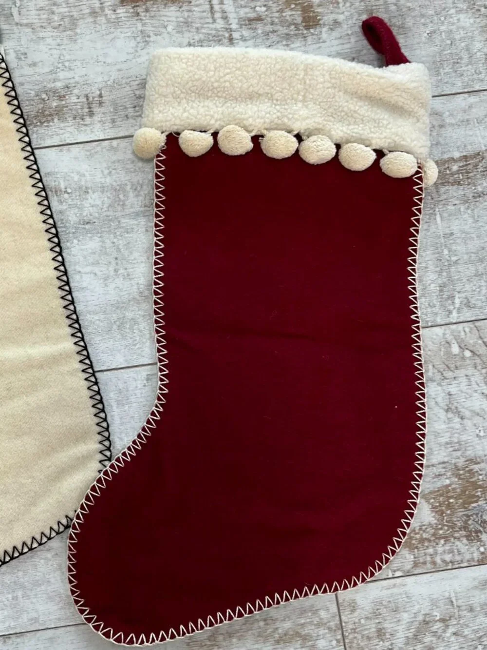 Vintage Pottery Barn Large Christmas Stocking with Snowman - Picture 3 of 4